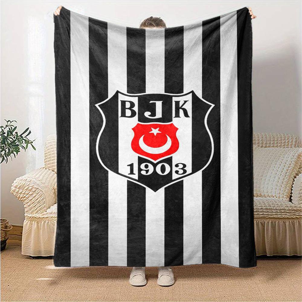 Coperta in Flanella con Stampa Logo Beşiktaş Alta Qualità Calda Confortevole Coperta per Tutte le Stagioni Perfetta per Regali Decorazione per la Casa
