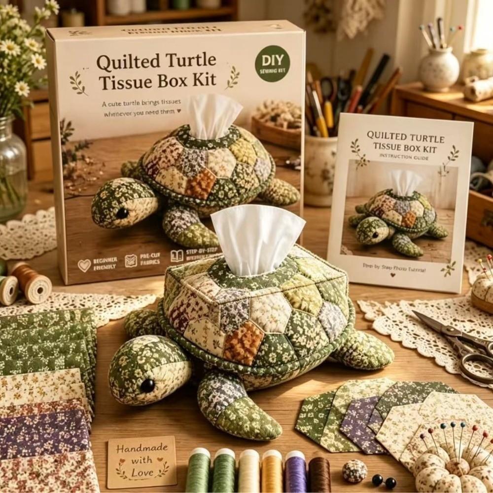 Patchwork Design Tissue Box DIY Kit Pre-Cut Fabric Handmade Tissue Holder For Bedroom Decor