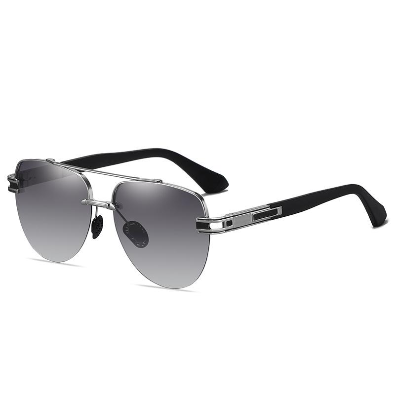aoron Polarized Men's Large Frame Borderless Sunglasses Fashion Metal Sunglasses Glasses