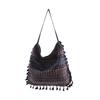 Women'S Canvas Bag Ethnic Style Shoulder Bag Cotton Linen Handbags Fashion Fringed Shoulder Bag Literary Style Large Capacity Handbags