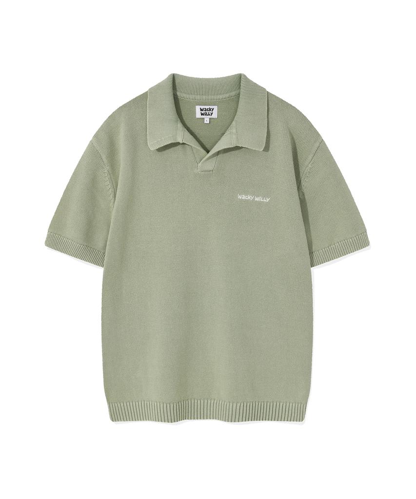 WACKY WILLY Vintage Washed Collared Knit Green