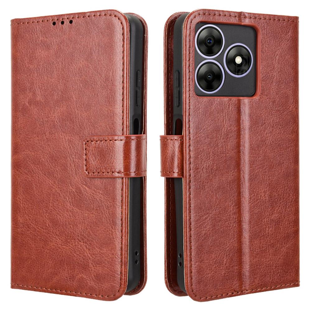 

Кожаный чехол для Blackview Wave 8/Wave 8C/Oscal Flat 2 Crazy Horse Texture Phone Wallet Cover Brown