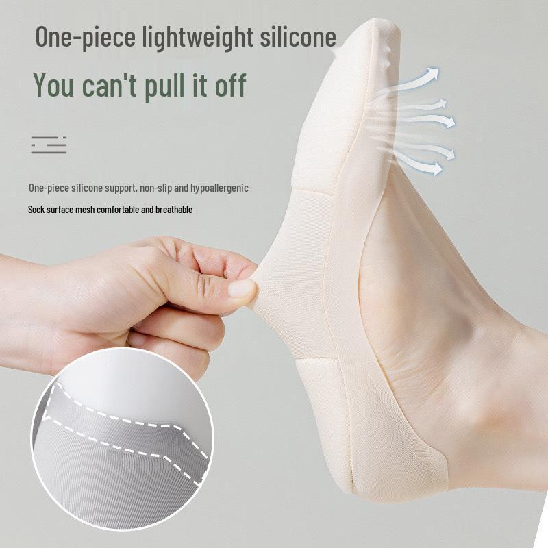 Women's Non-Slip Breathable Boat Socks with Cushioning - Summer Thin Cotton, No Heel Drop