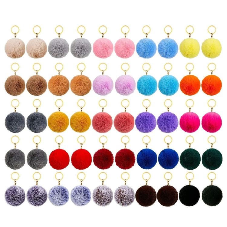 Soft Plush Charm Keyring Colorful Faux Fur Fluffy Keychain Ball for Women Girls 1