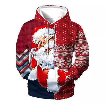 European and American New Christmas Hoodie Men's 3D Santa Claus Printed Hoodie Autumn Long Sleeve Sweatshirt
