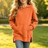 Big Girls Casual Long Sleeve Hoodie Long Length Pullover with Slit Hem for Fall Winter