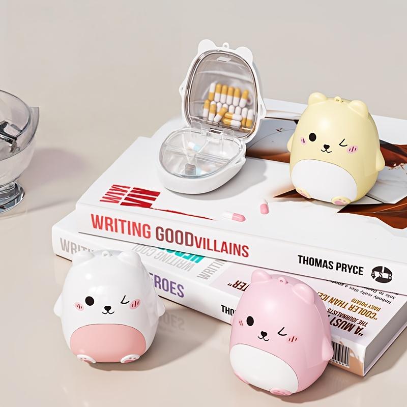 Portable Medicine Box Cute Bear Design Sealed Medicine Box Large Capacity Daily Medicine Storage Essential for Home Travel Organization