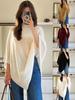Cross-Border Shawl Neck Warmer Sweater: Irregular Knitted Autumn/Winter Pullover Cape Top