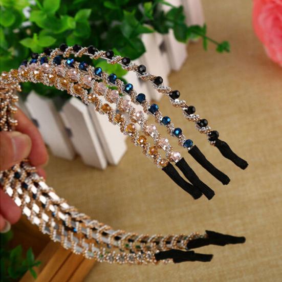 Fashion Single Row Handmade Girls Headband Rhinestones Women Hair Hoop Headwear