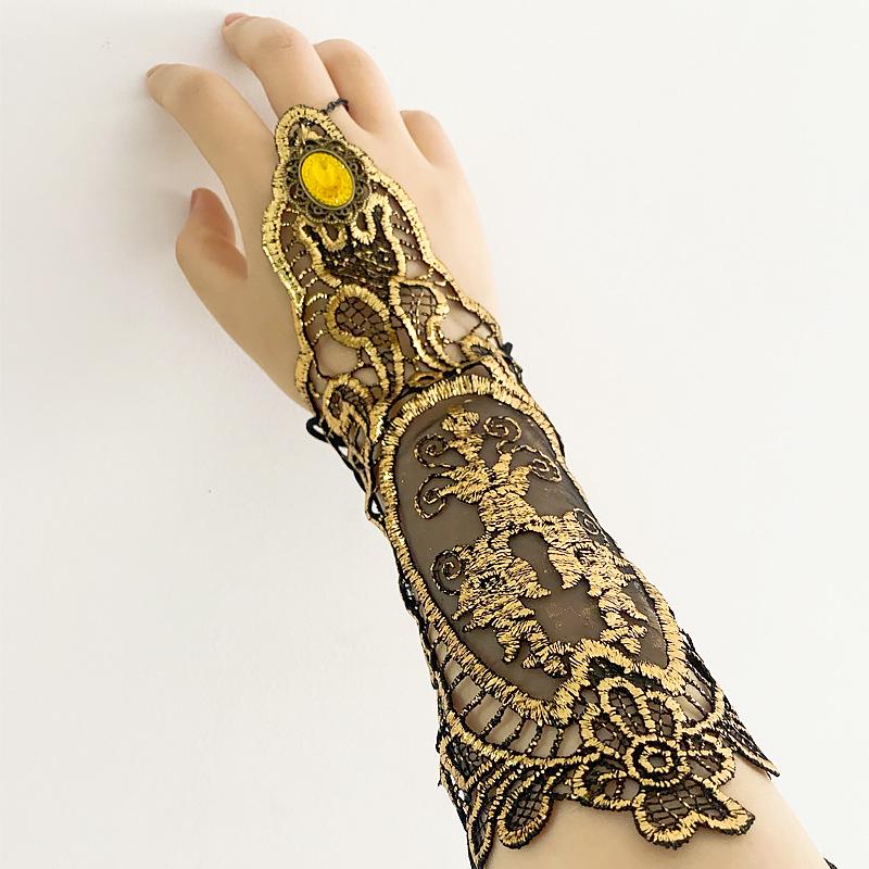 Black Gothic Lace Arm Jewelry – Women's Retro Hollow Out Accessory