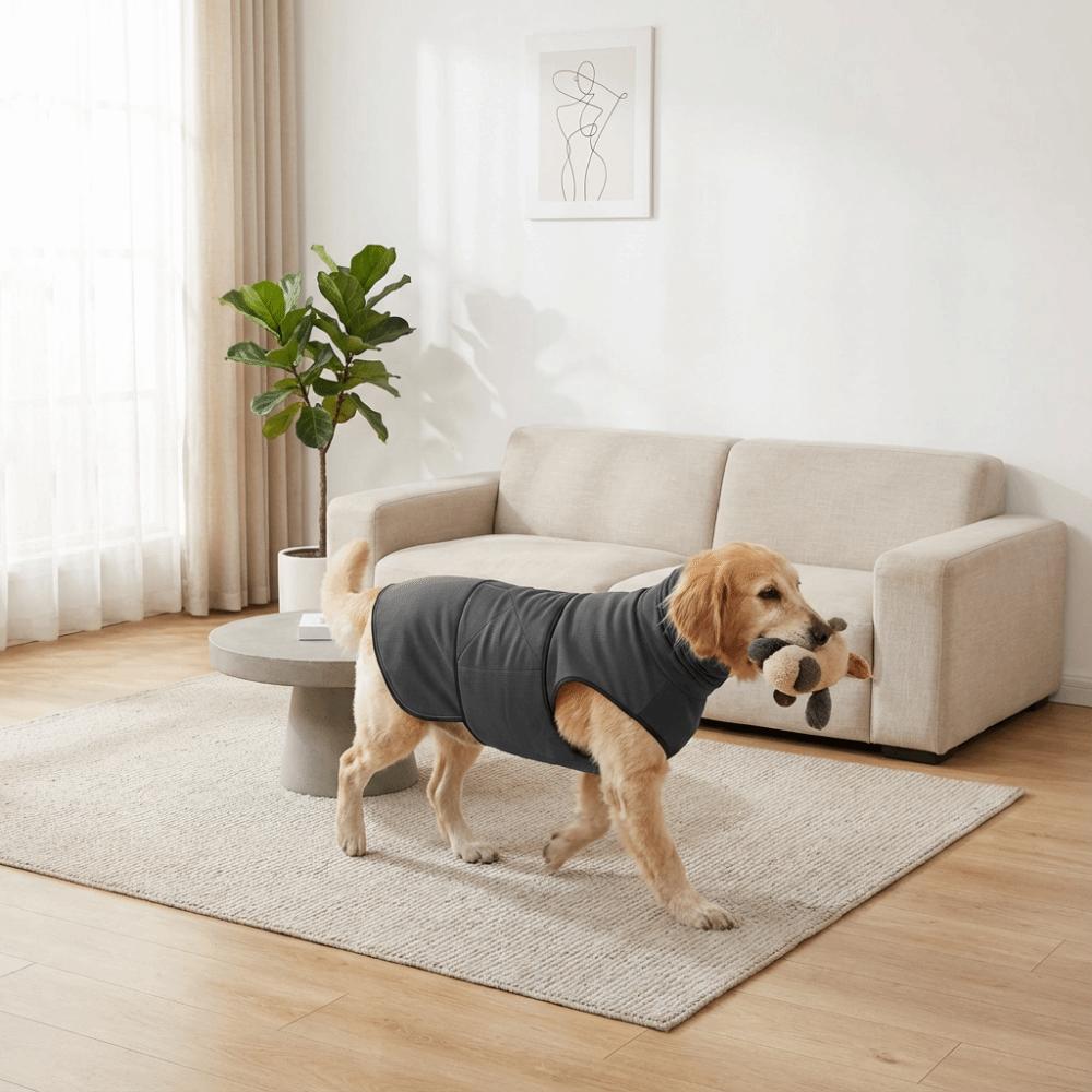 Elastic Dog Anxiety Vest Reflective Warm Dogs Calming Jacket Windproof with Hoodie Dog Soothing Clothes