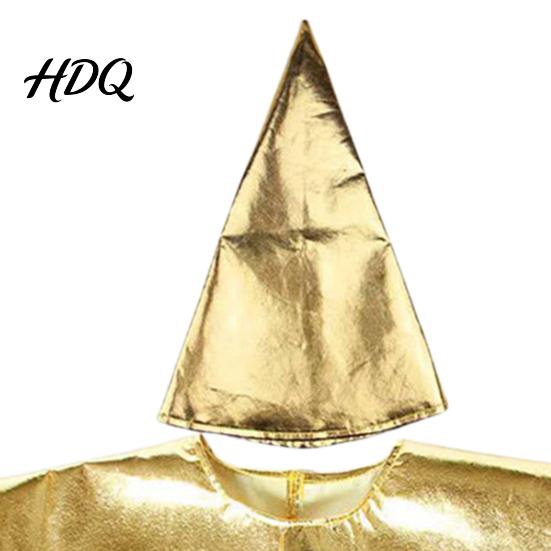 Kegelvormige Ster Kostuumset Zilver/Goud Kerststal voor Kinderen Kerstscène Festival Vorm Cosplay Outfits Zondagsschool Kerkbenodigdheid Glanzend