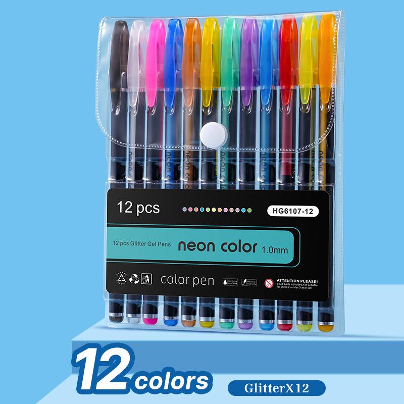 

12/18/24/36/48/60colors Stationery Colored Neutral Watercolor Pens Highlighters Drawing Pens and Glitter Notebook Pens