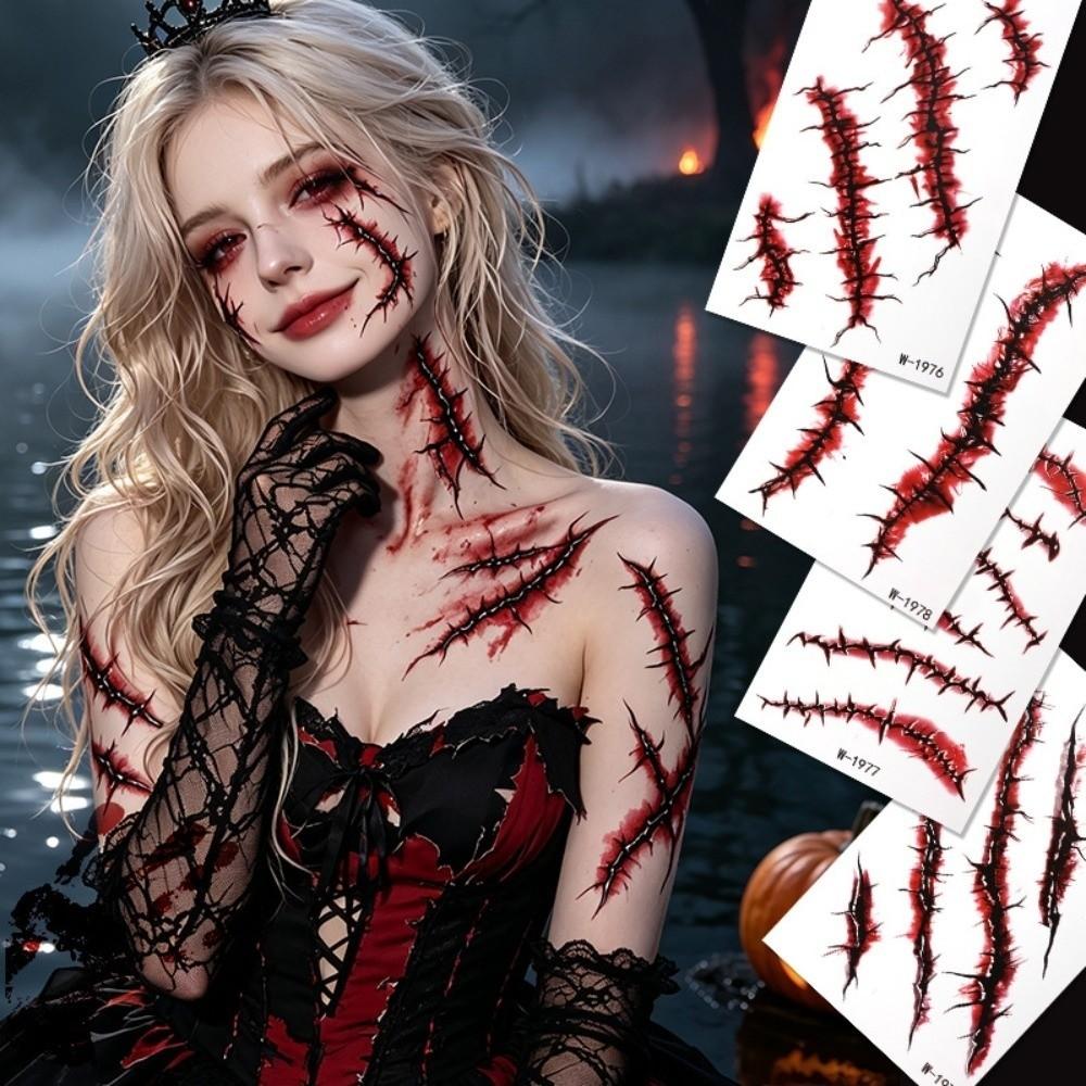Waterproof Halloween Face Tattoo Blood Vessels Tattoo Body Art Decal  Halloween Day Party