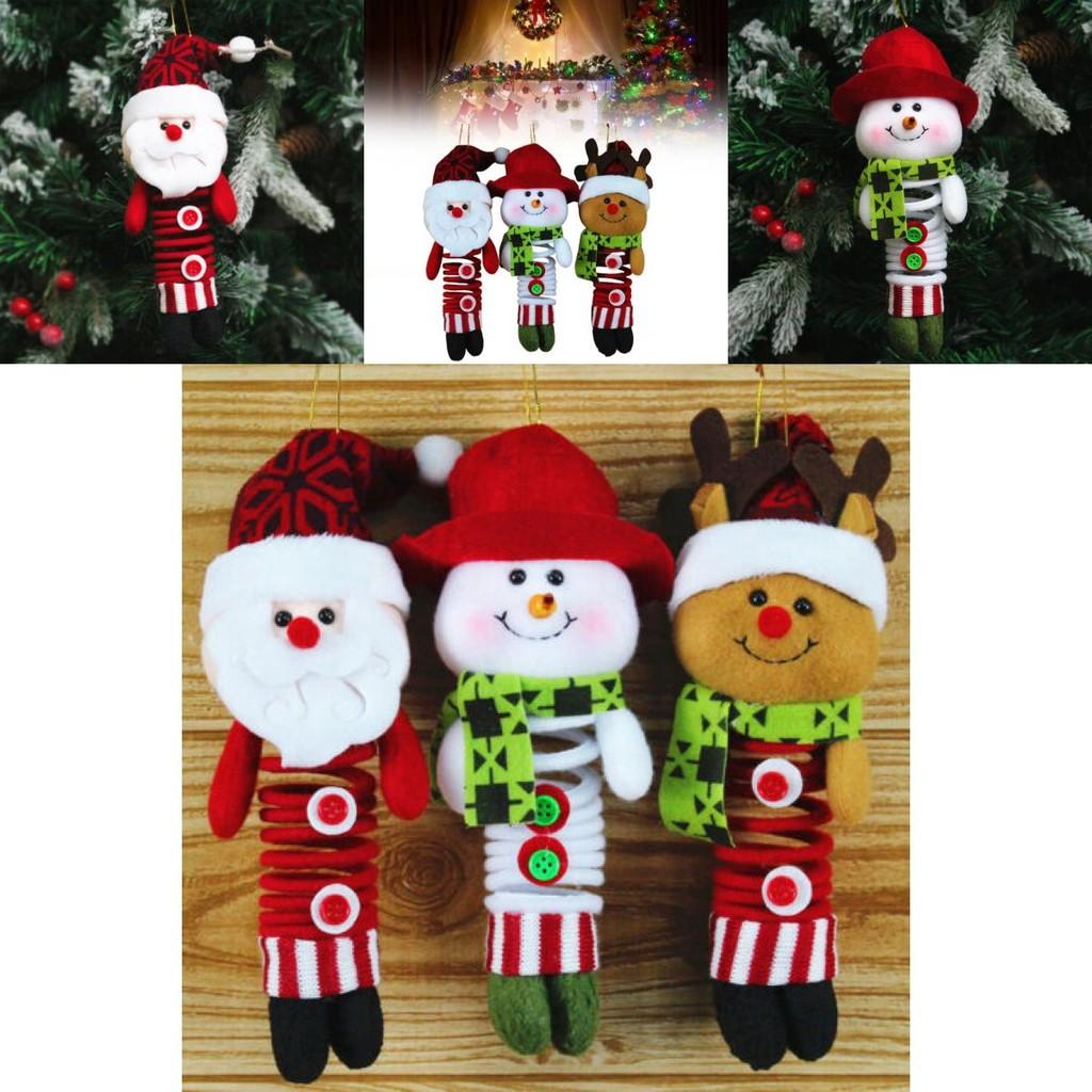 Christmas Decor Santa Snowman Reindeer Fabric Swinging Ornament For Holiday Tree