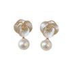 Elegant Heart Pearl Flower Stud Earrings - Stylish and Versatile for Women