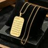 Collana Ciondolo con Testo Inciso Acciaio Inossidabile Gioielli Quadrati Collana con Ciondolo di Preghiera Uso Quotidiano