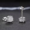 Men's Full Rhinestone Hip Hop Round Stud Earrings Micro Paved Zircon Shiny Earrings Fashion Jewelry Accessories