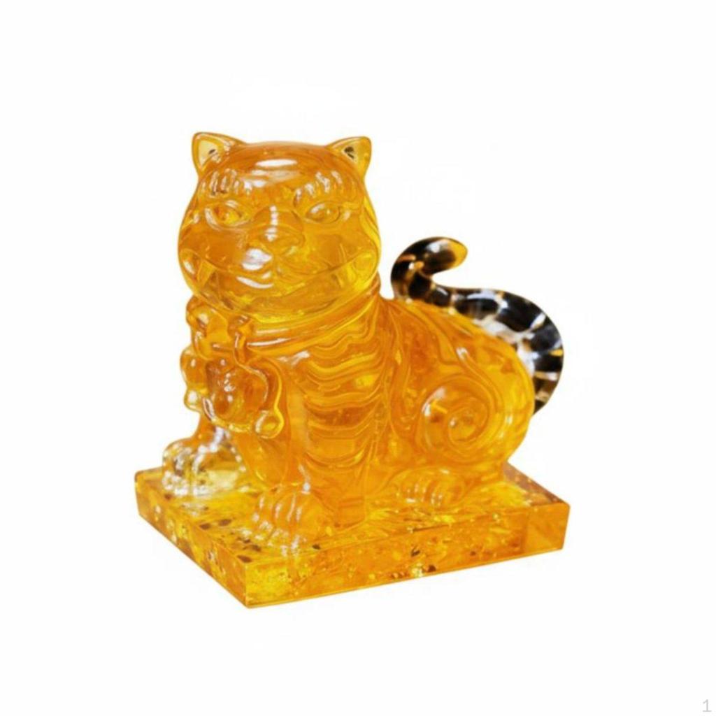 Crystal Tiger Figurine, Resin Craft Decor, Fortune Accent for Office, Home, Car