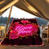 1pc Love You Card Outdoor Flannel Blanket , Machine Washable Perfect Gift for Birthday , Holiday Travel Accessory , Durable Material