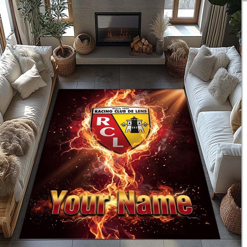 Racing Club de Lens Bedruckter Kristall-Samt-Teppich Rutschfester Kristall-Samt-Teppich Für Sofa Schlafzimmer Innenbereich Heimdekoration