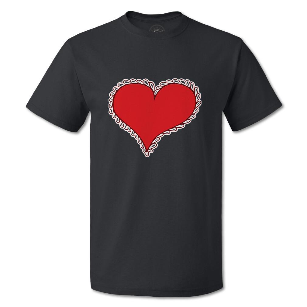Funny Graphic T Shirts Curly Dash Bold Hear Red Valentines Day Cotton Patterned