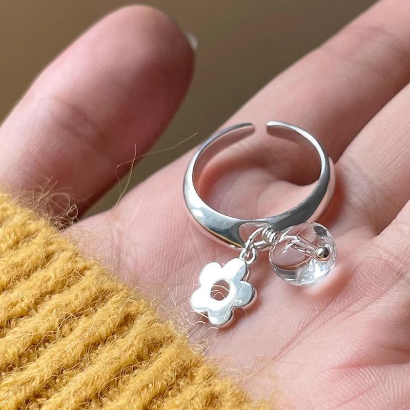 

New 925 Sterling Silver Flower Ring Personality Charm Cute Style Women Ring Birthday Party Gift for Friends Exquisite Jewelry resizable платиновий