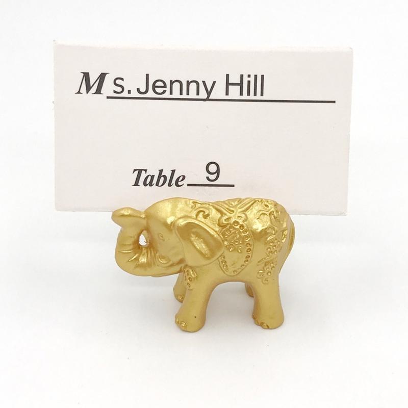 Set de 10 porte-noms dorés pour tables, porte-numéros de table forme éléphant doré pour réceptions et banquets