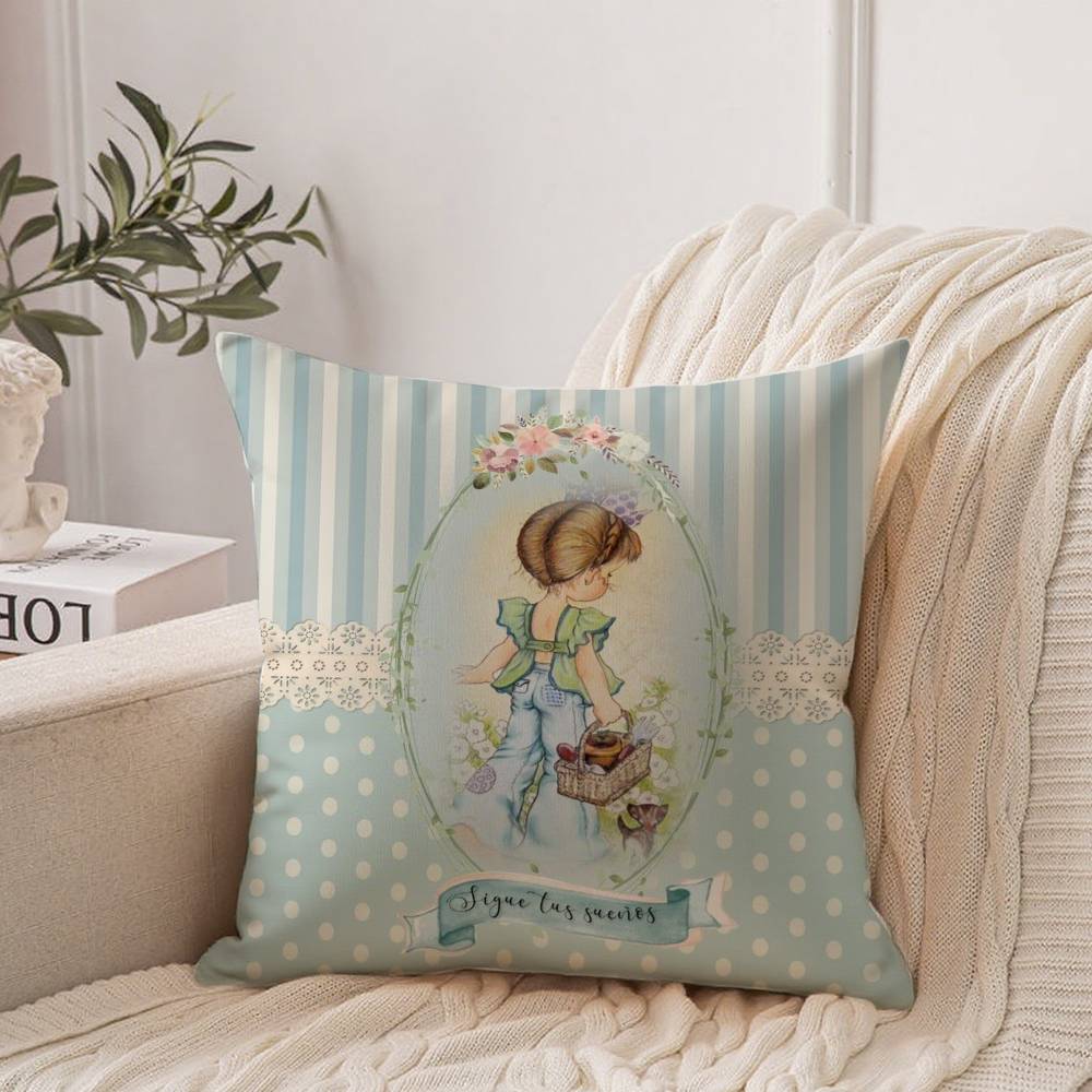 Cute Sarah Kay Girl Pillow Case Home Decor Throw For Sofa Bed Car Room Decor Gift Idea