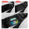 LUCKEASY for Jeep Wagoneer S 2024 2025 Center Console Armrest Storage Box ABS Central Tray Organizer Accessories Tidying Black