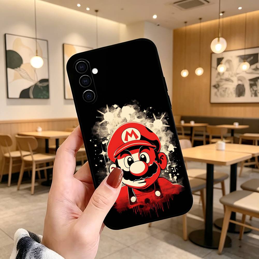 cartoon Super-M MarioS Bros Phone Case For Samsung Galaxy A73,A72,A71,A70,A53,A52,A51,Soft Silicone Black Cover