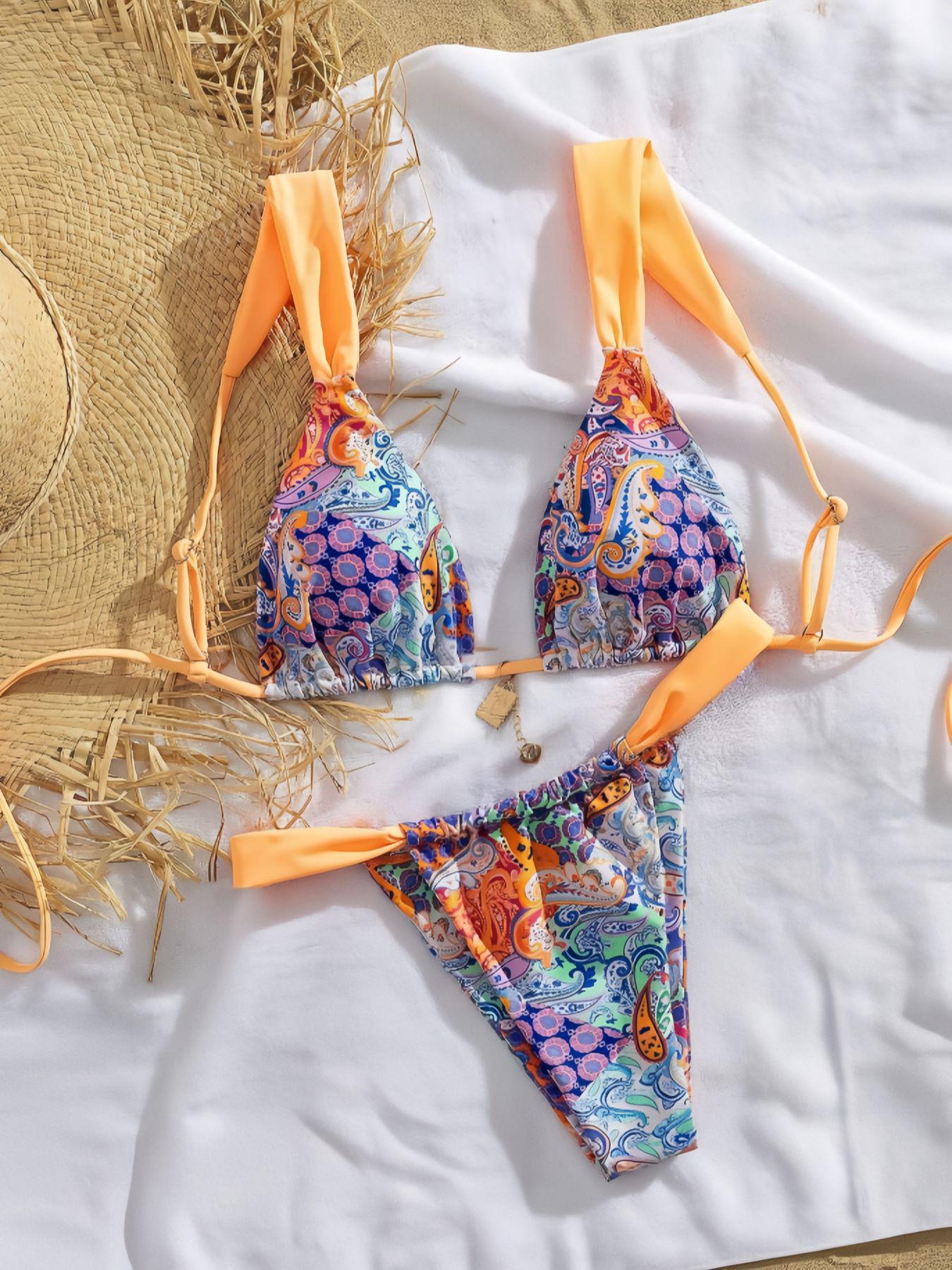 

Сексуальное бикини с принтом пейсли - Европейский и американский раздельный дизайн M