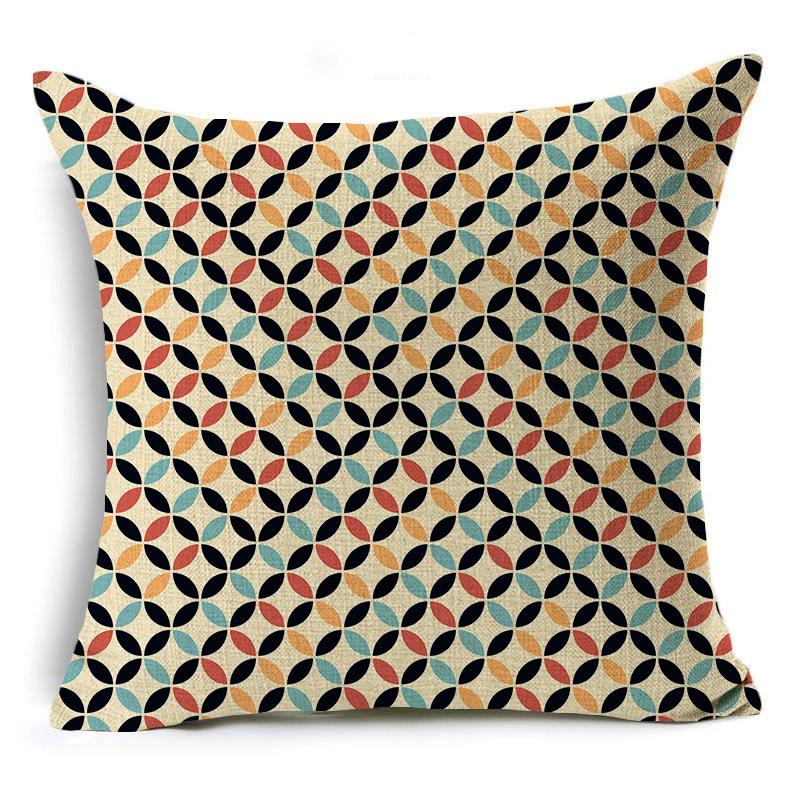 New Retro Geometric Linen Pillow Case Sofa Pillow Case