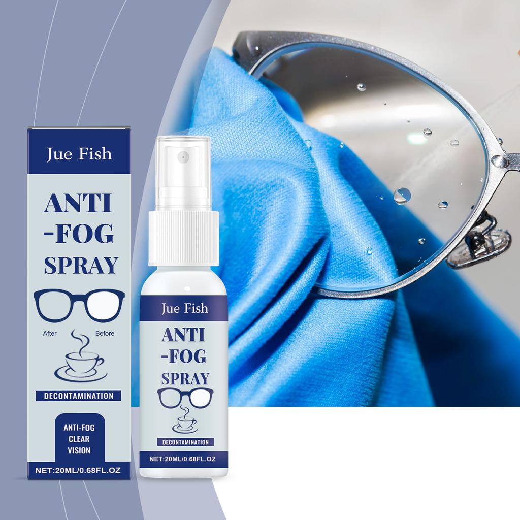 Jue Fish 20ml Anti Fog Spray Glasses Anti Fogging Cleaning Lenses Clear Vision Waterproof Portable Defogger
