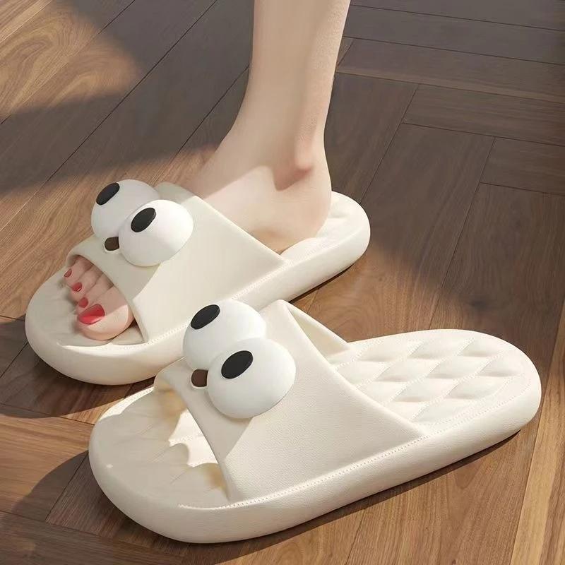 

Милые сандалии-слайды унисекс 2025 лето новинка, толстая подошва, универсальные, нескользящая мягкая подошва, стильные для улицы 44-45 белый