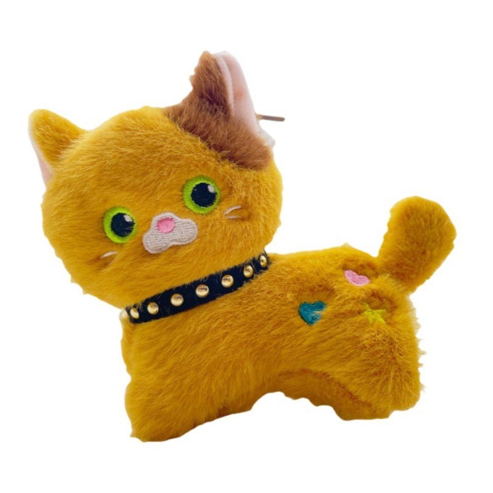 Girl Heart Simulation Kitten Pendant Fluffy Stuffed Plush Cat Key Chain  Backpack Decor