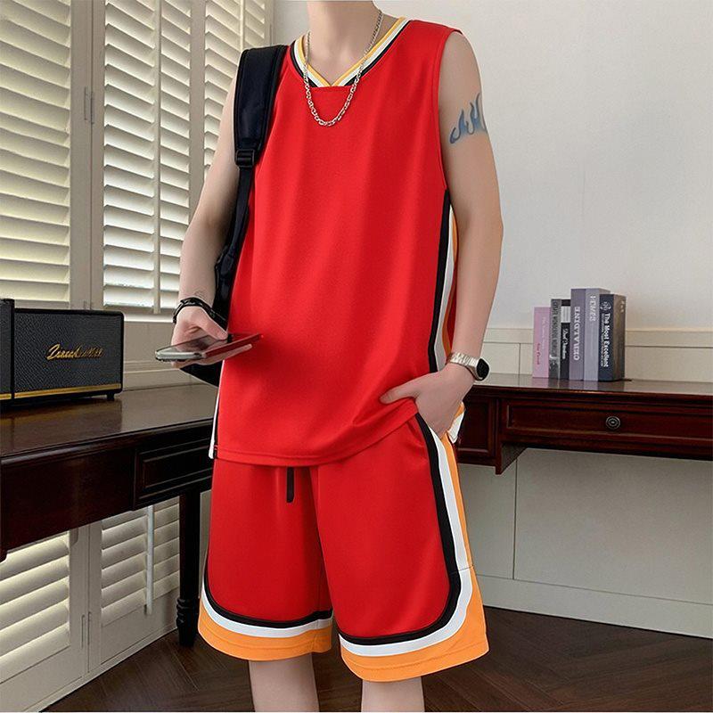 

11043 Men s Ice Silk Basketball Vest & Shorts Set, Quick-Dry & Sleeveless, Loose Fit for Summer 2026 Training XL