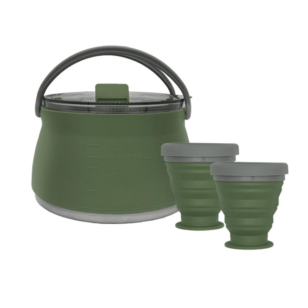 Portable Mini Folding Cup Bowl Set Heat Resistant Folding Camping Teapot Food Grade for Outdoor Travel Hiking Household Supplies