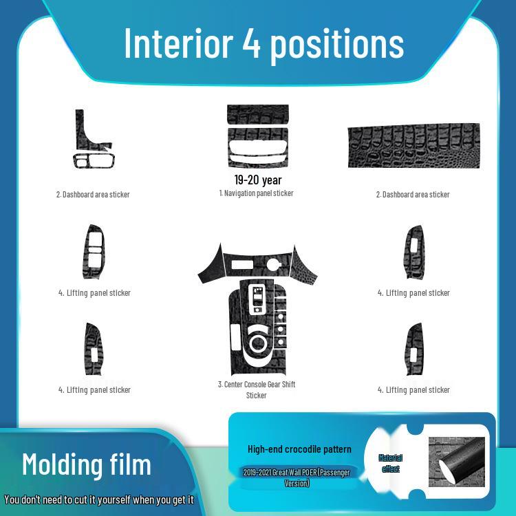 19-20 Great Wall Cannon Interior Carbon Fiber Gear Console Sticker