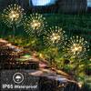 Solar Powered Lights Copper Wire Starburst Fairy String Garden Landscape Light Christmas Outdoor Decor Path Lawn Waterproof Lamp