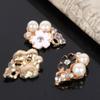 Engood 100Pcs Flower Pearl Rhinestones Button Sewing Trim & Embellishment Craft Buckle for Wedding DIY Hair Wedding Accessories
