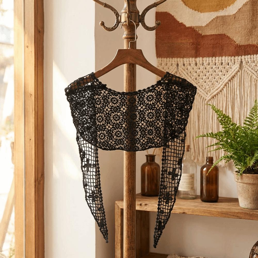 Solid Color Hollow-out Shawl Elegant Small Shawl Artistic Design Lace Shawl  Female Fashion