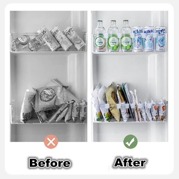 Kühlschrank-Aufbewahrungs-Trennwand, einziehbare Kunststoff-Trennwand, Aufbewahrungsschiene, Küchen-Flaschendosen-Regal-Organizer