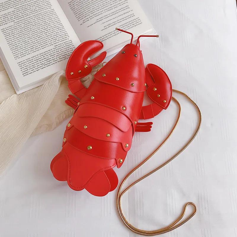 Schoolbag Women's Red Novelty Crayfish Crossbady Bag Chain Bolsos De Mujer Fashion Trendy Y2k Sac Femme Hot Cool Bags For Woman Creative Bolso
