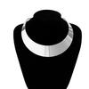 Collier ras-du-cou statement à surface lisse exagérée, Choker, Finition métallique réfléchissante, Chaîne réglable, Accessoire pour femmes