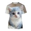 Fashion Korean Cute Cat Print Tees Children Girls Summer Clothes Kawaii Crew Neck