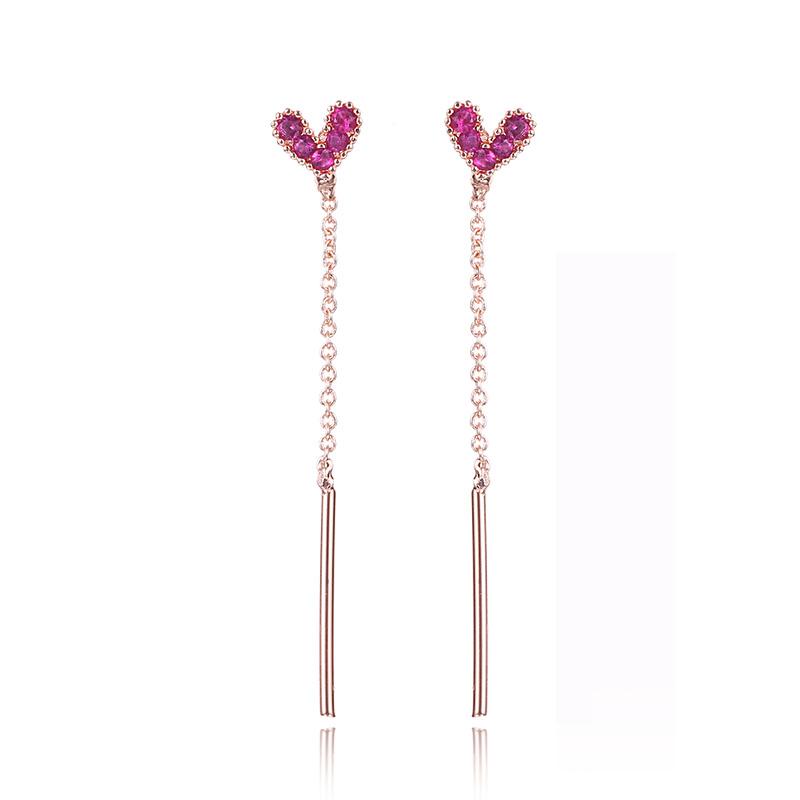 Women Fashion Pink Zircon Love Shape Delicate Earrings