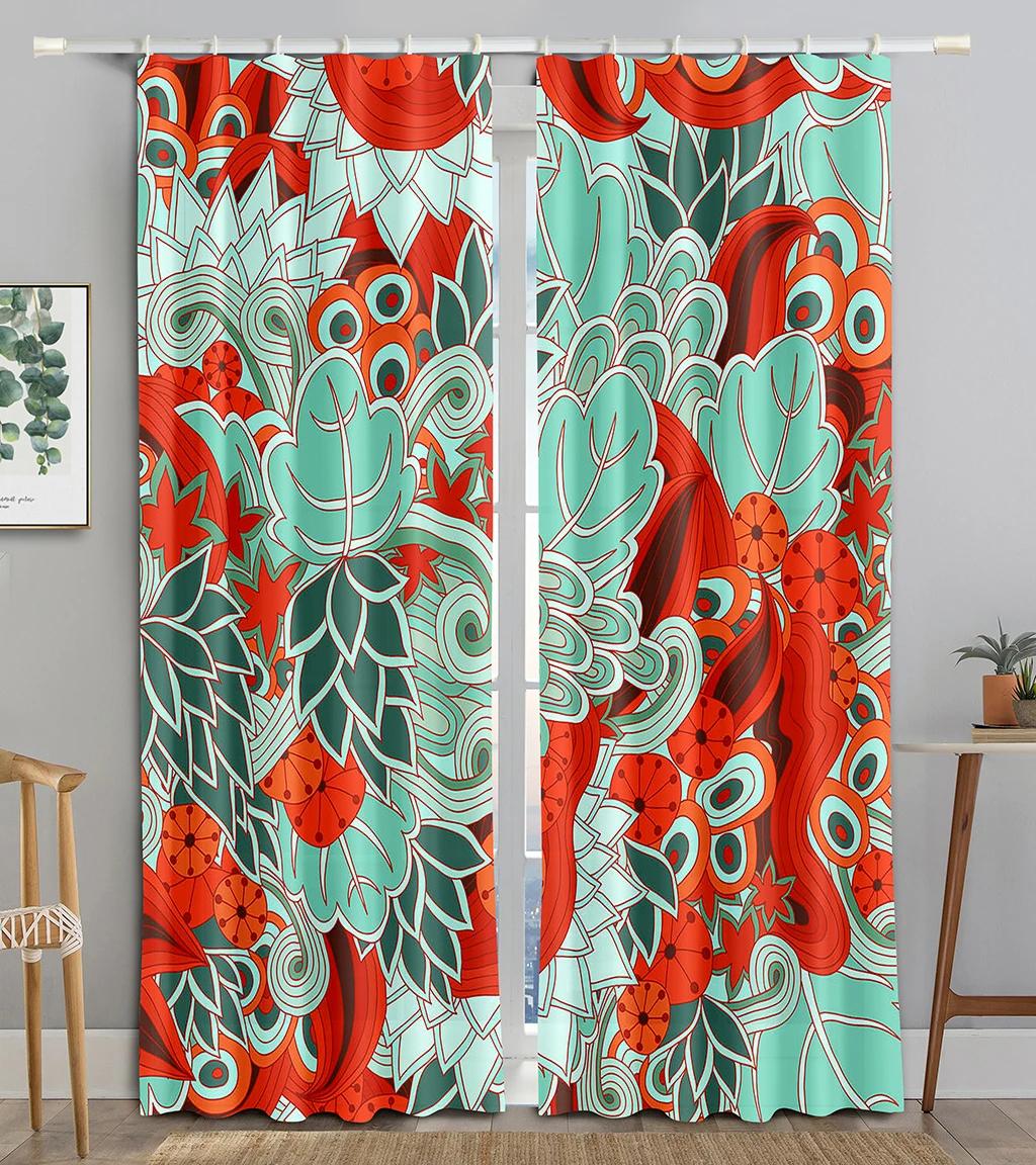 

Новая Дешевая Розовая Цветок Рыба Зеленый Павлин Штора Спальня Отель Окно Высокое Затенение Новая Мода Красивый Цветной Узор 2 Панели W55 X H120cm X 2&Grommet Top