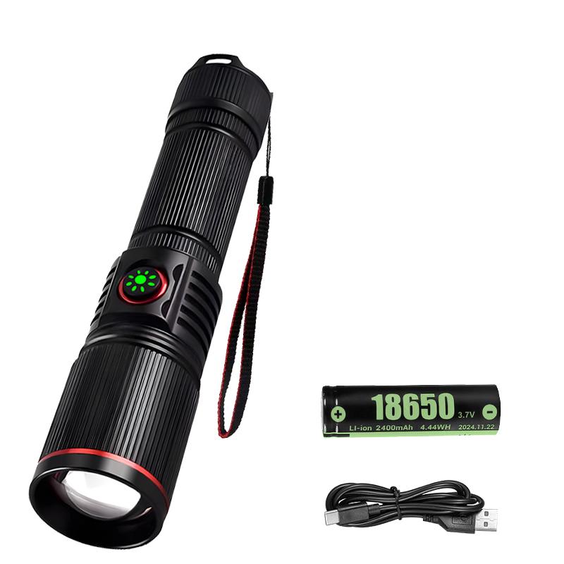 High Power Rechargeable 30W LED Tactical Flashlight Aluminum Alloy Telescopic Zoom Torch Lamp Outdoor Camping Fishing Lantern