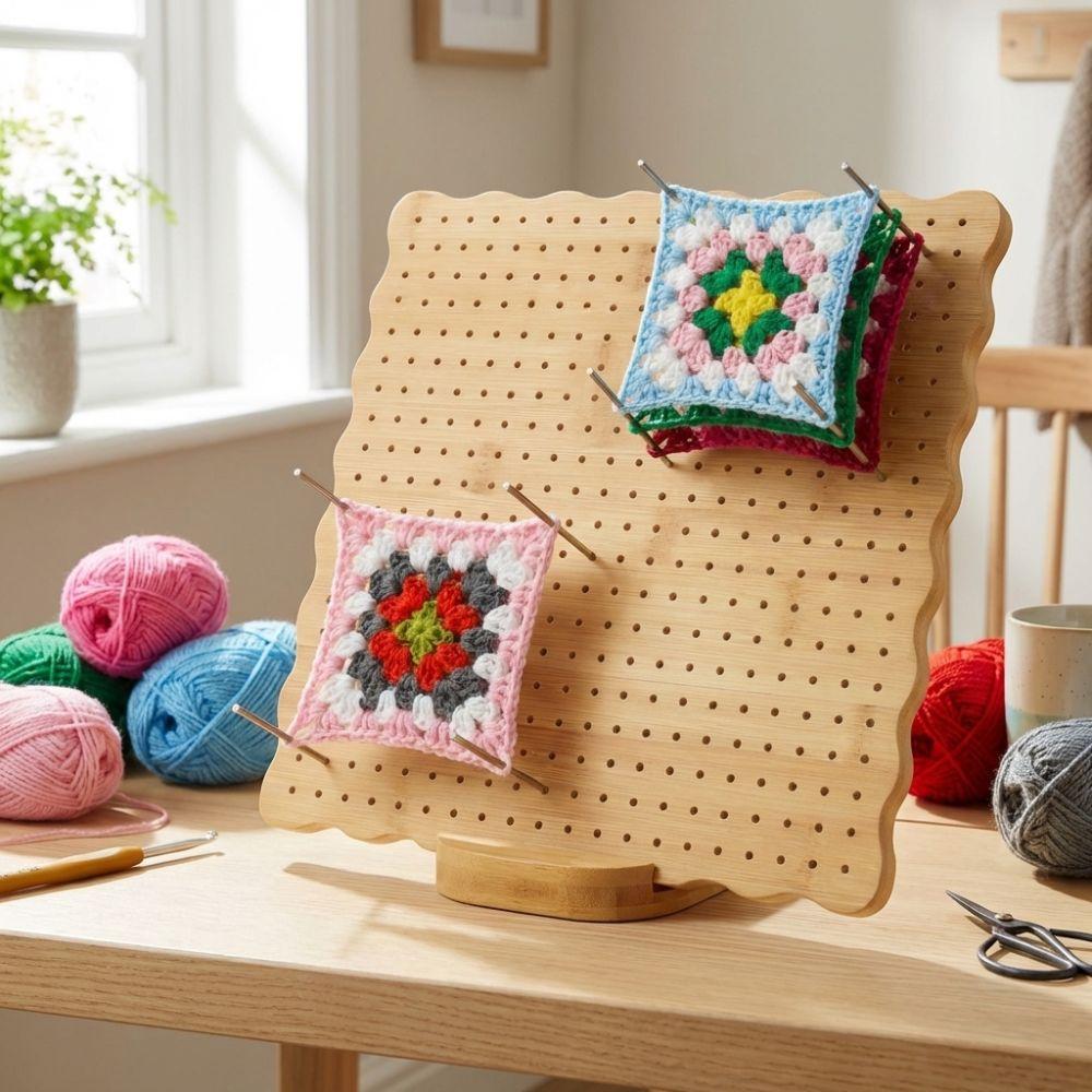 Gift DIY Crochet Blocking Boards Square Wooden Knitting Board Reusable Handcrafted Pottery Clay Base Plug Board Purse Bags